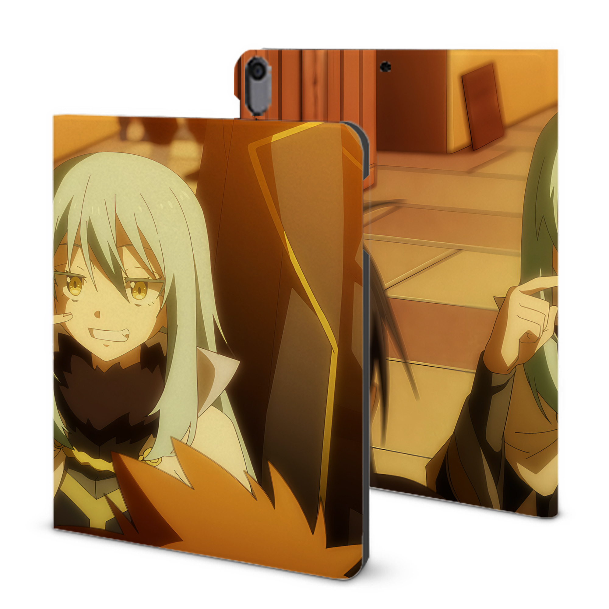（画像用） 転スラ Regarding Reincarnated to Slime IPad ケース ブック型 PUレザー TPU 耐衝撃 軽量 薄型 ペン収納なし 全面保護 IPad 各モデル対応